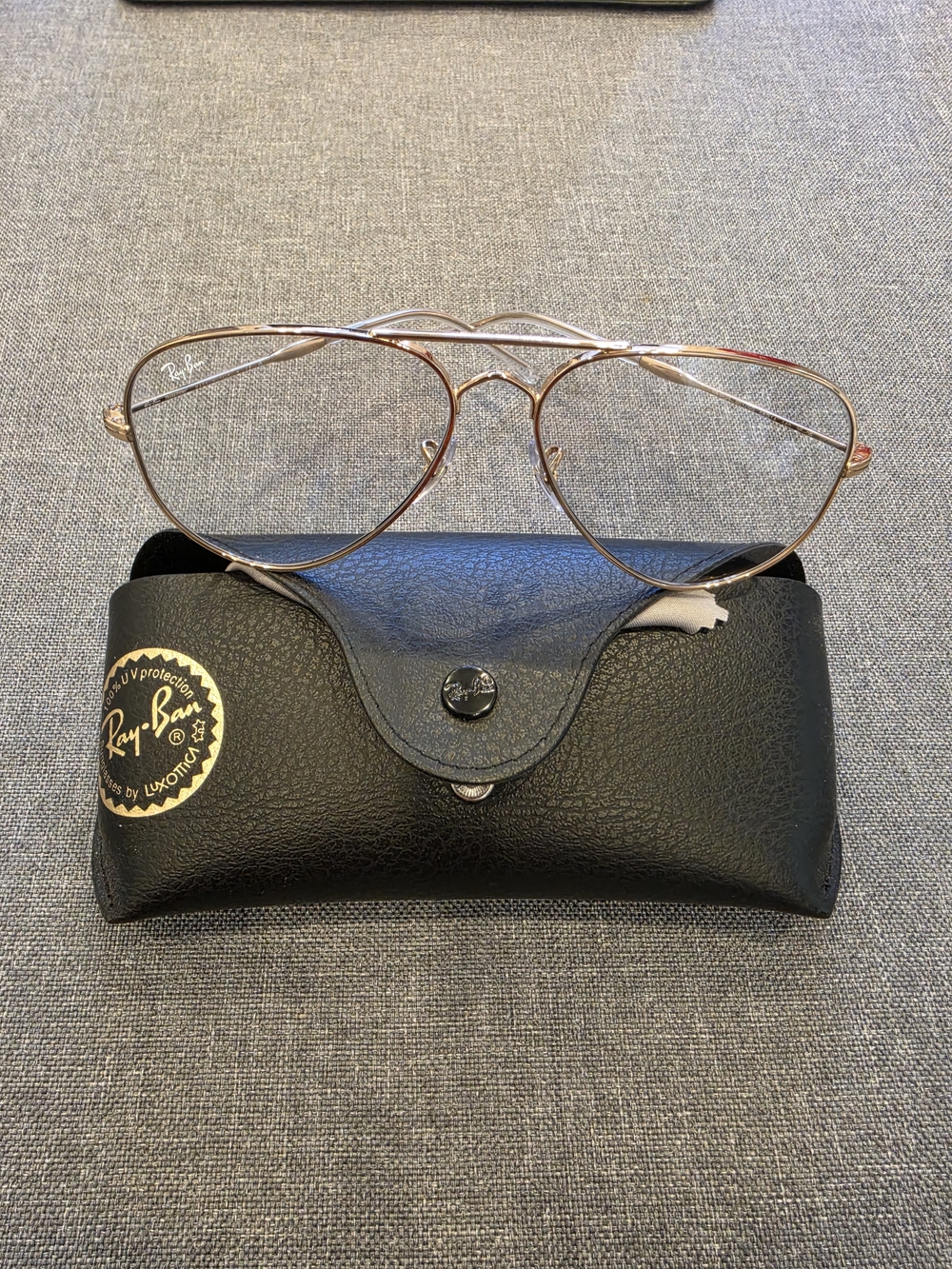 Ray-Ban Unisex's Rb3825 Classic Aviator, Transition Clear to Sapphire,Gold 58mm